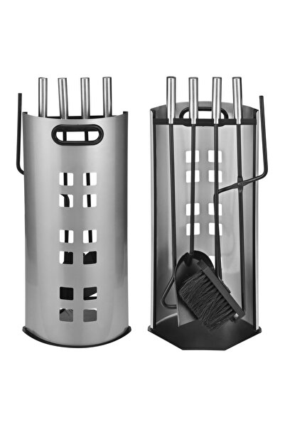 02Lady Fashion HI Set instrumente pentru șemineu, 5 buc., argintiu, 23x15x52 cm