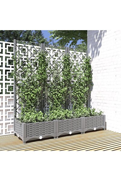 Concept Γλάστρα κήπου με πέργκολα ανοιχτό γκρι 120x40x121,5 εκ. PP