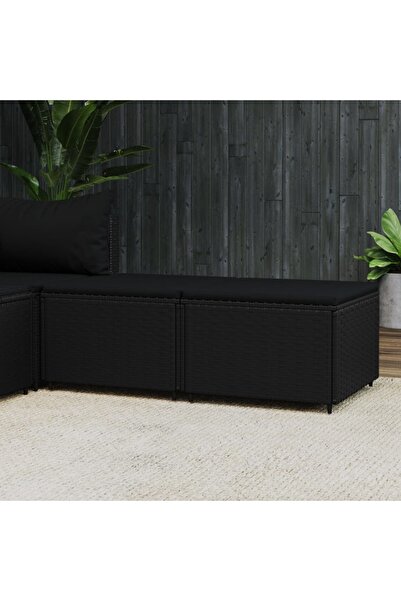 Concept Taburete de grădină cu perne, 2 buc., negru, poliratan