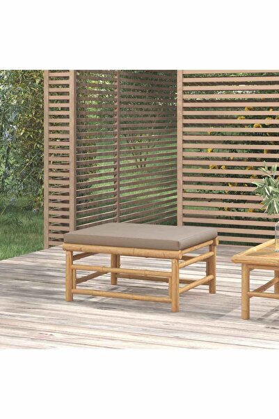 Concept Taburet de grădină, pernă gri taupe, bambus