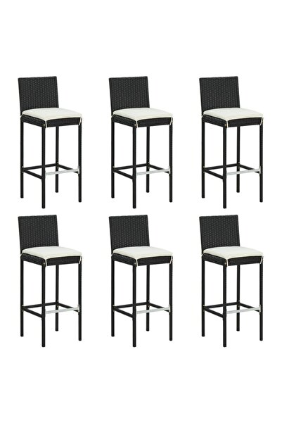 Concept Σκαμπό μπαρ με μαξιλάρια, 6 τεμ., μαύρο, πολυρατάν