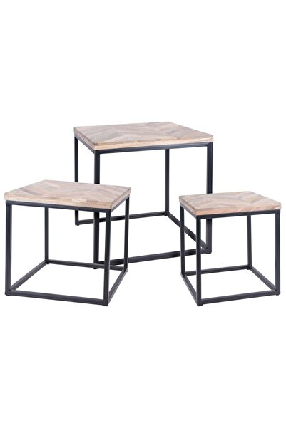 H&S collection Ambiance Set măsuțe laterale, 3 buc., tec
