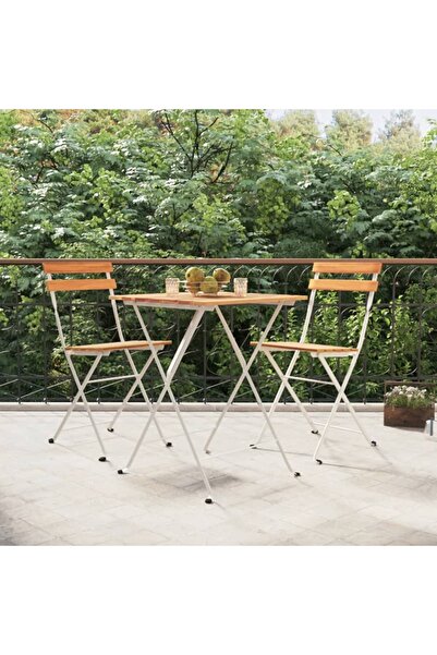 Concept Set de bistro pliabil, 3 piese, lemn masiv de acacia și oțel