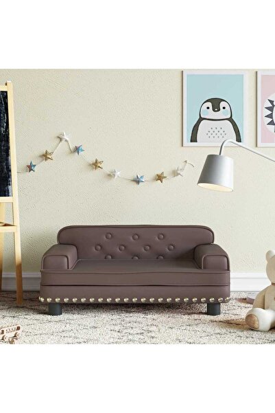 Concept Παιδικός καναπές καφέ 70x45x30 εκ. από τεχνητό Δερμάτινο