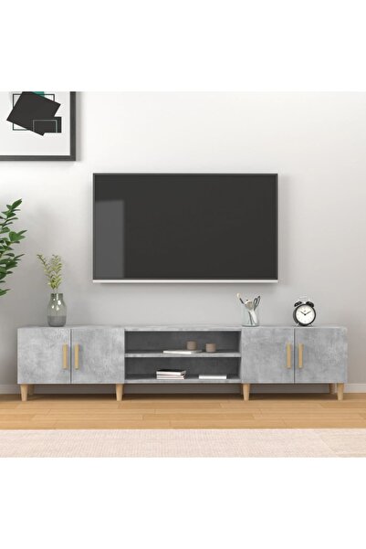 Concept Comodă TV, gri beton, 180x31,5x40 cm, lemn prelucrat