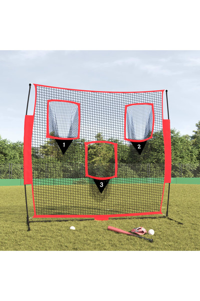 Concept Plasă de baseball portabilă negru/roșu 183x105x183 cm poliester