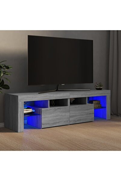 Concept Comodă TV cu lumini LED, gri sonoma, 140x36,5x40 cm
