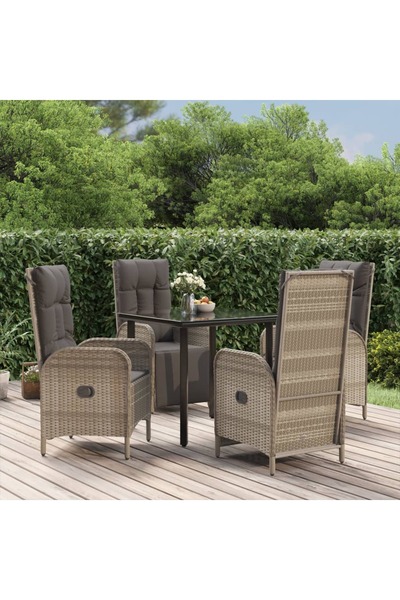 Concept Set mobilier de grădină cu perne, 5 piese, negru/gri, poliratan