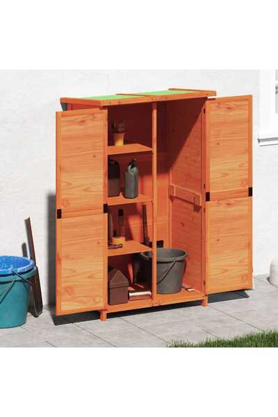 Concept Αποθήκη εργαλείων κήπου καφέ 83x57x140 εκ. μασίφ ξύλο πεύκου
