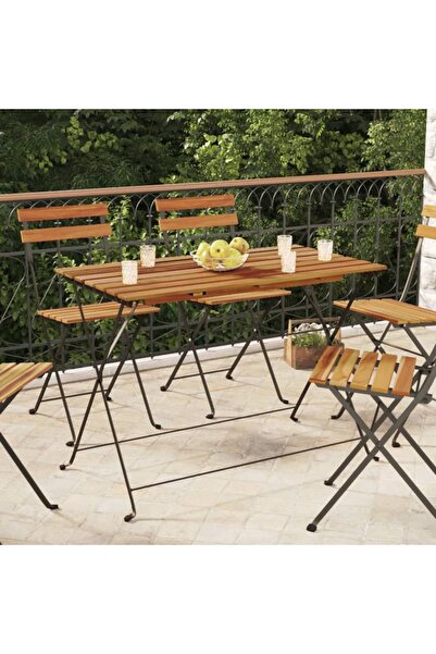Concept Masă bistro pliabilă, 100x54x71 cm, lemn masiv de acacia & oțel