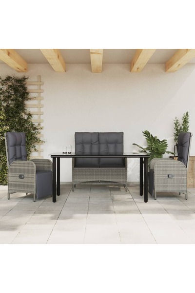 Concept Set mobilier de grădină cu perne, 4 piese, gri, poliratan