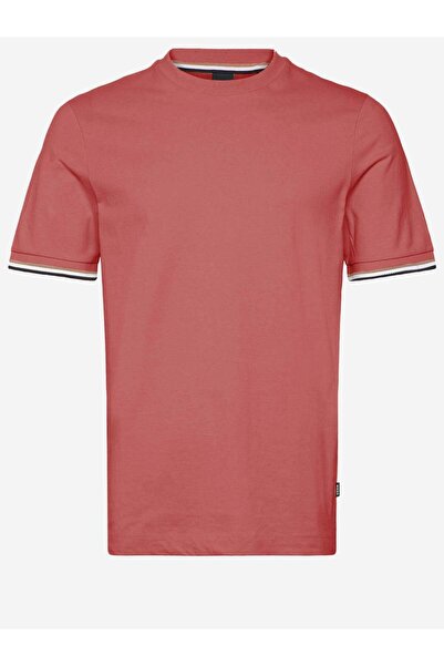BOSS تي شيرت رجالي ذو قصة عادية وأكمام قصيرة وياقة دائرية باللون الوردي 50501...