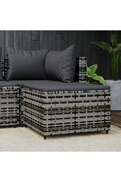 Concept Taburet de grădină cu pernă, gri, poliratan