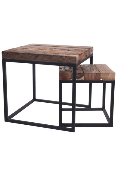 H&S collection Set măsuțe laterale, 2 buc., tec