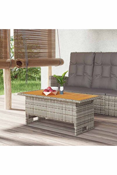 Concept Γκρι τραπέζι κήπου 100x50x43/63 εκ. από ξύλο ακακίας και πολυρατάν