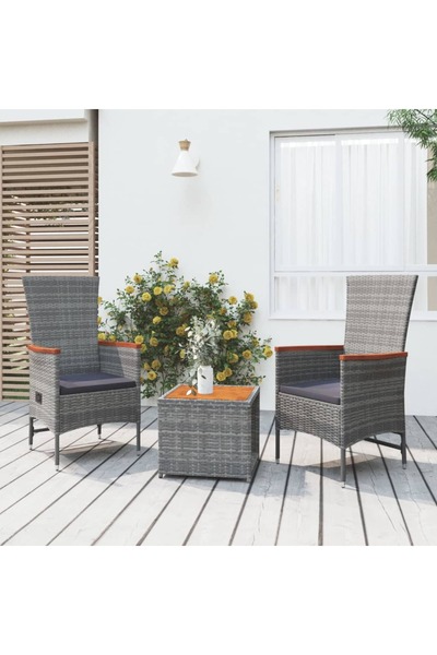 Concept Set șezlonguri de grădină, 3 piese, poliratan și lemn acacia