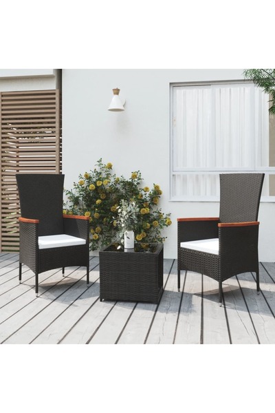 Concept Σετ ξαπλώστρες κήπου, 3 τεμάχια, μαύρο, πολυεστέρας και ατσάλι