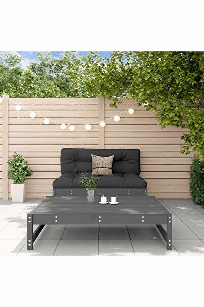 Concept Σετ επίπλων κήπου με μαξιλάρια, 2 τεμάχια, γκρι, μασίφ ξύλο