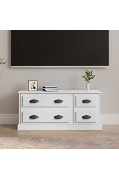 Concept Comodă TV, alb, 100x35,5x45 cm, lemn prelucrat