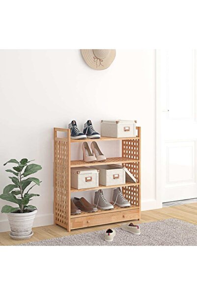 Concept Ράφι παπουτσιών με συρτάρι, 70x27x81 cm, μασίφ ξύλο καρυδιάς