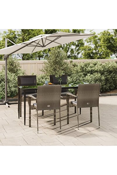 Concept Σετ επίπλων κήπου 5 τεμαχίων με μαξιλάρια, μαύρο/γκρι, πολυρατάν