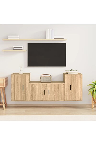 Concept Σετ ντουλαπιών τηλεόρασης, 3 τεμάχια, δρυς sonoma, επεξεργασμένο ξύλο