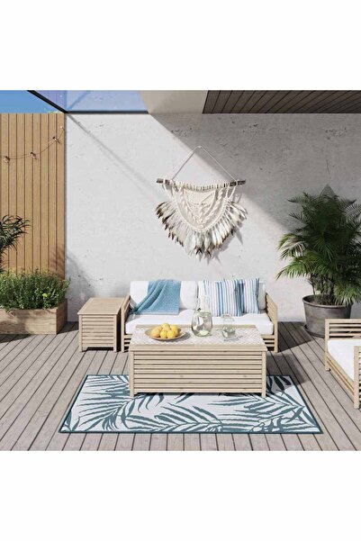 Concept Covor de exterior, acvamarin și alb, 80x150 cm