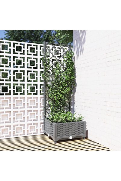 Concept Γλάστρα κήπου με πέργκολα ανοιχτό γκρι 40x40x121,5 εκ. PP