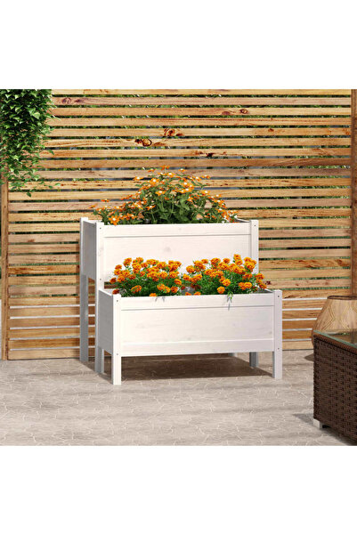 Concept Γλάστρα, λευκή, 84,5x84x75 cm, από μασίφ ξύλο πεύκου