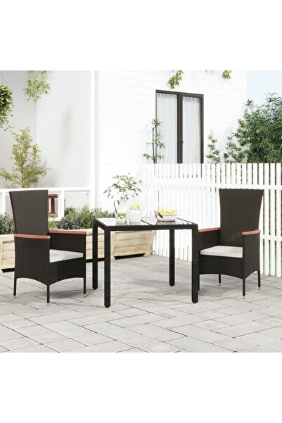 Concept Καρέκλες κήπου με μαξιλάρια, 2 τεμ., μαύρες, πολυρατάν