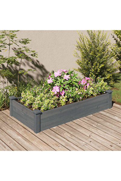 Concept Strat grădină înălțat cu căptușeală gri 120x60x25 cm lemn brad