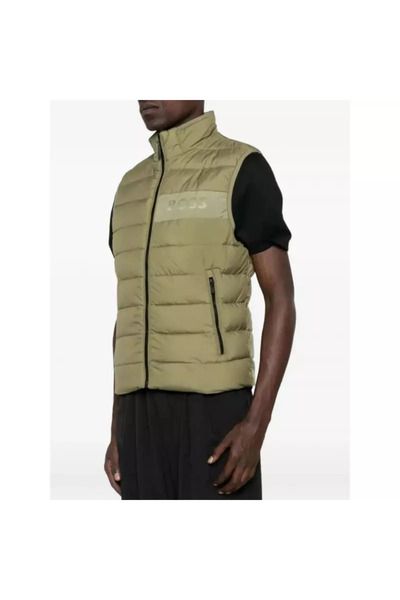 BOSS Men's Mock Neck Quilted Pack Zipper Closure Green Vest 50518375-252