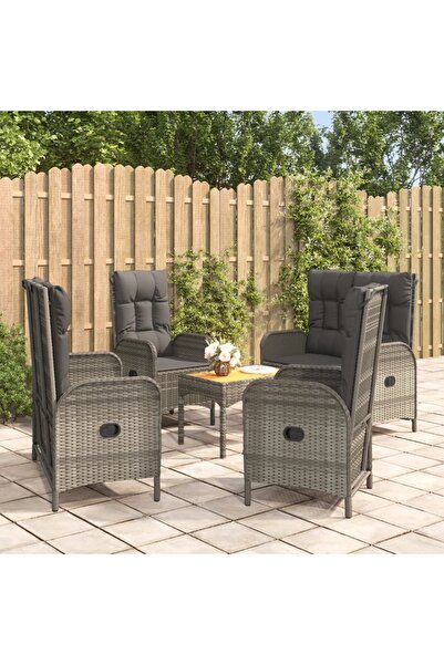 Concept Σετ επίπλων κήπου 5 τεμαχίων με μαξιλάρια, γκρι, πολυρατάν