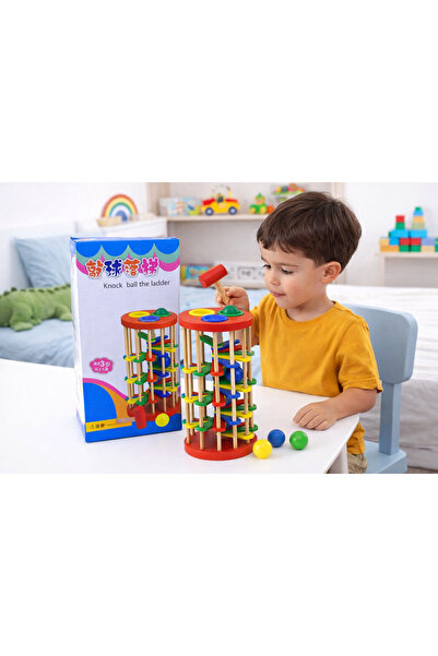 Generic Ball tower toy for kids with hammer + original box 🎨🧸