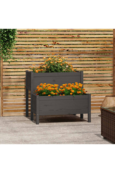 Concept Γλάστρα, γκρι, 84,5x84x75 cm, μασίφ ξύλο πεύκου