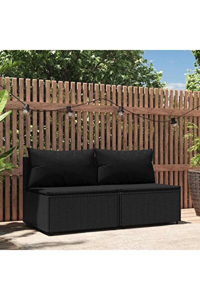 Concept Σετ καναπέδων κήπου με μαξιλάρια 2 τεμαχίων από μαύρο πολυρατάν