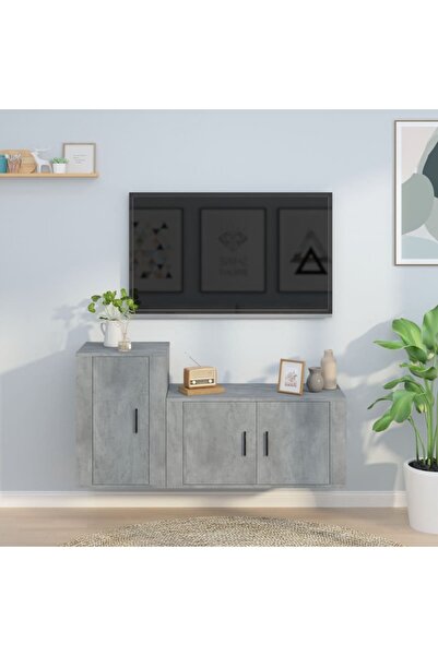 Concept Σετ ντουλαπιών τηλεόρασης, 2 τεμάχια, γκρι σκυροδέματος, επεξεργασμέν...