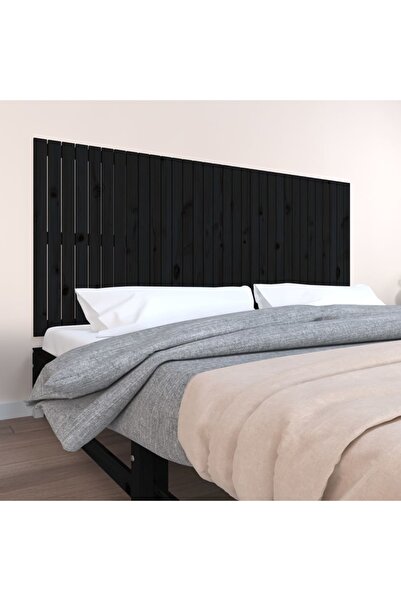 Concept Κεφαλάρι τοίχου, μαύρο, 204x3x90 cm, μασίφ ξύλο πεύκου