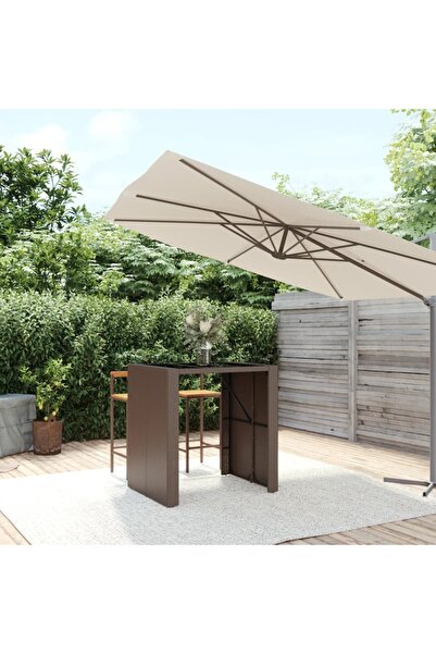 Concept Masă de bar cu blat din sticlă, maro, 105x80x110 cm, poliratan