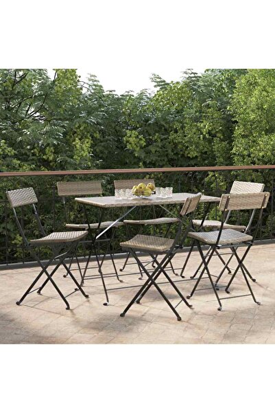 Concept Πτυσσόμενες καρέκλες bistro, 6 τεμ., γκρι, πολυεστέρας και χάλυβας