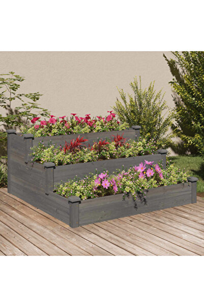Concept Strat de grădină înălțat, gri, 120x120x56 cm, lemn masiv brad