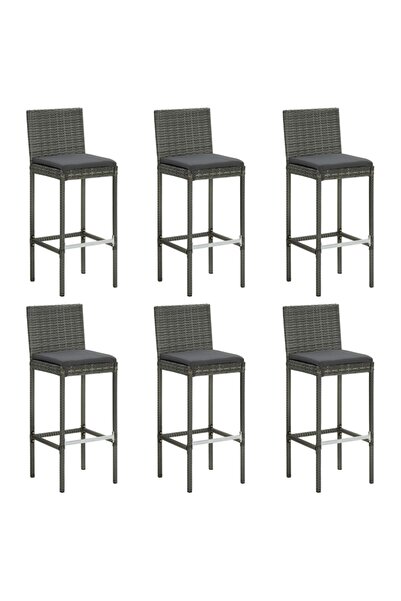 Concept Scaune de bar cu perne, 6 buc., gri, poliratan