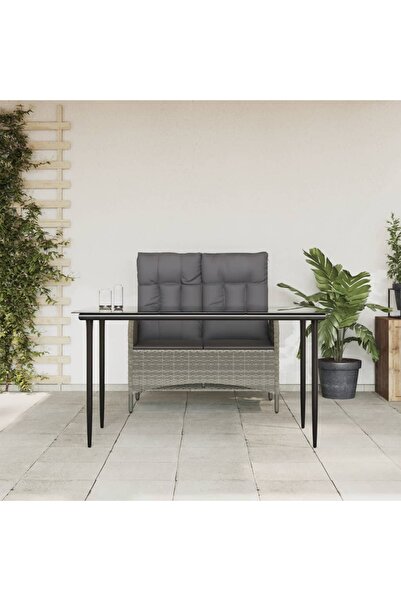 Concept Set mobilier de grădină cu perne, 2 piese, gri, poliratan