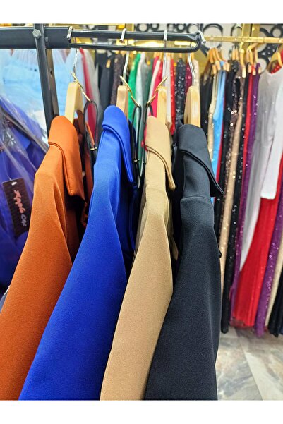 rengastyle Women's Double Atlas Fabric Belt Piece Collar Detail Dress