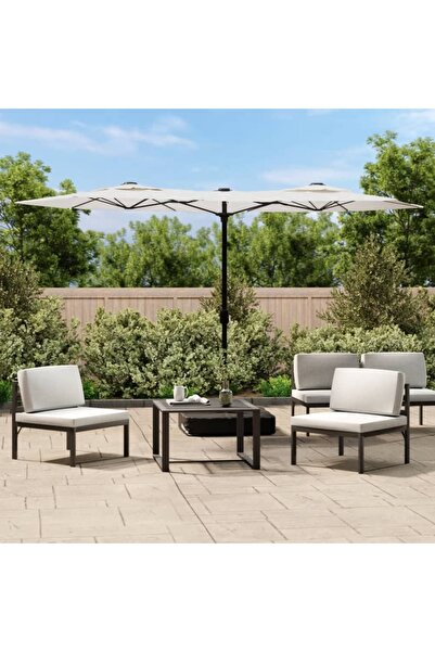 Concept Umbrelă de soare cu două capete, alb nisipiu, 316x240 cm