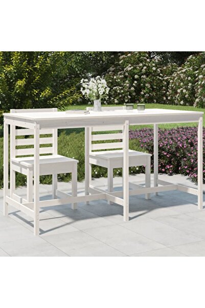 Concept Τραπέζι κήπου, λευκό, 203,5x90x110 cm, μασίφ ξύλο πεύκου