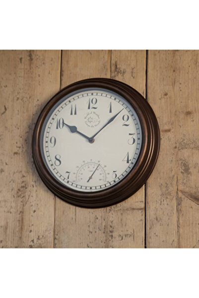 Esschert Design Ceas de gară cu termometru, 30,5 cm, TF007