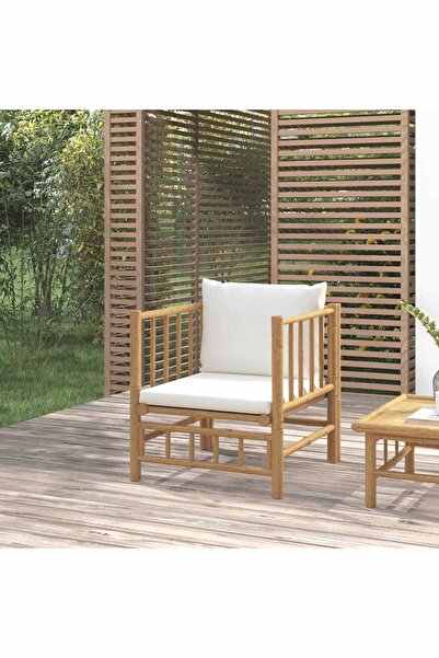 Concept Καναπές κήπου με μαξιλάρια σε κρεμ χρώμα, από Μπαμπού