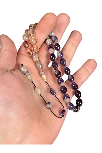 TESBİH ADAM Fire Amber Beads Cut Prayer Beads 8 X 11 mm