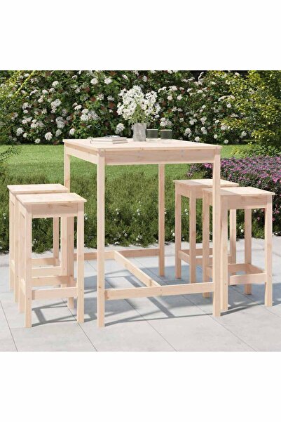Concept Σετ επίπλων μπαρ κήπου, 5 τεμάχια, μασίφ ξύλο πεύκου